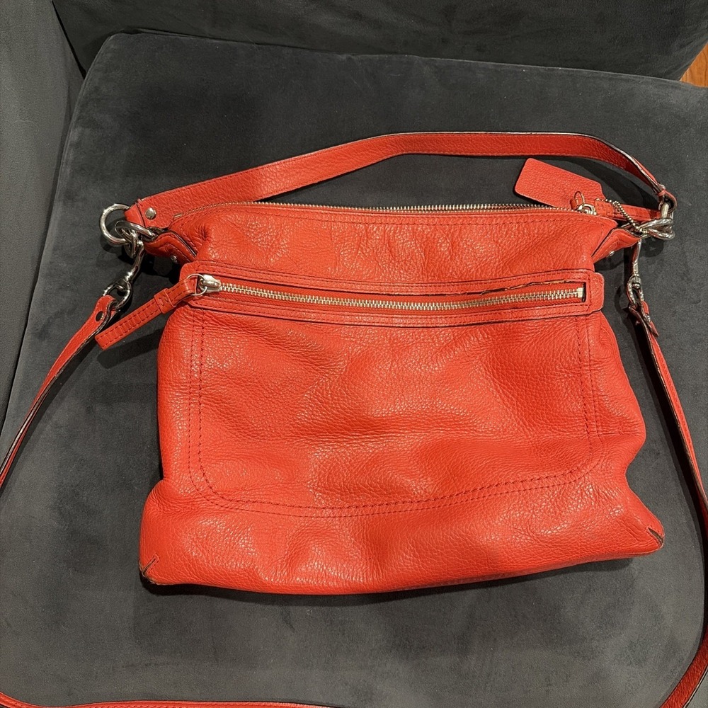 COACH Poppy Perri Hippie Red Leather Crossbody/ Hobo Bag #22421M - Picture 3 of 12